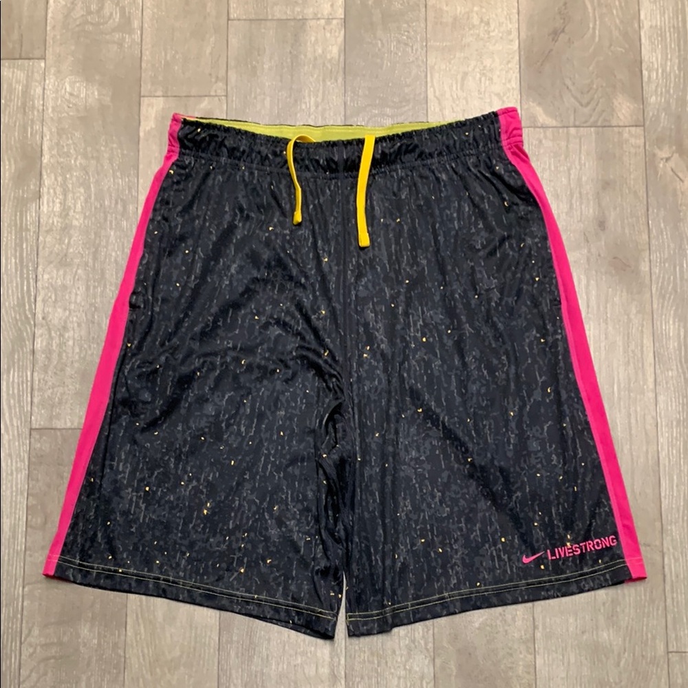 Mens Nike Livestrong Basketball Pink Awareness Drawstring Gym Shorts